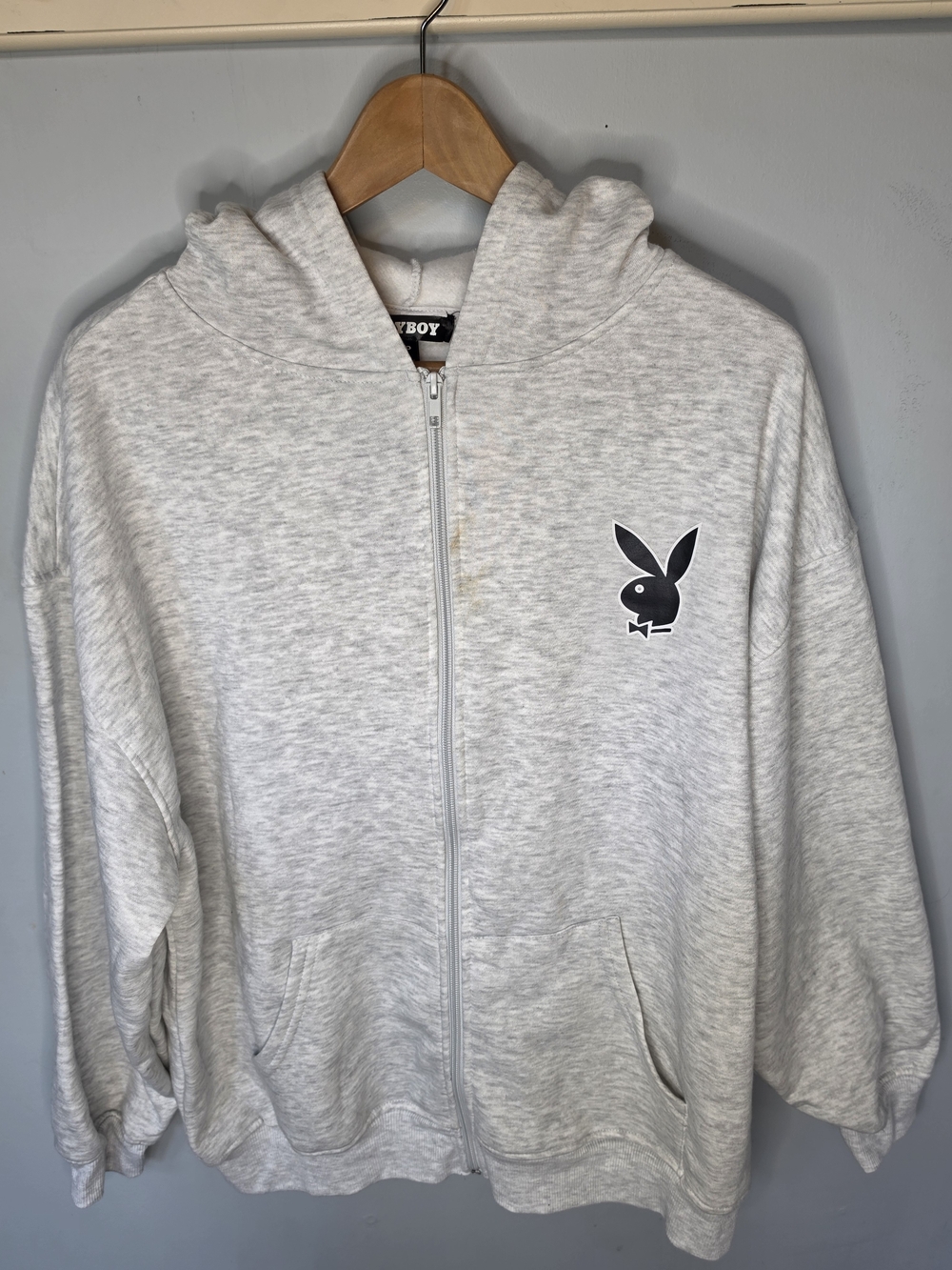 Playboy Beverly Hills 1953 Gray Full Zip Hoodie NWT Y2K Bunny Logo Small AS-IS